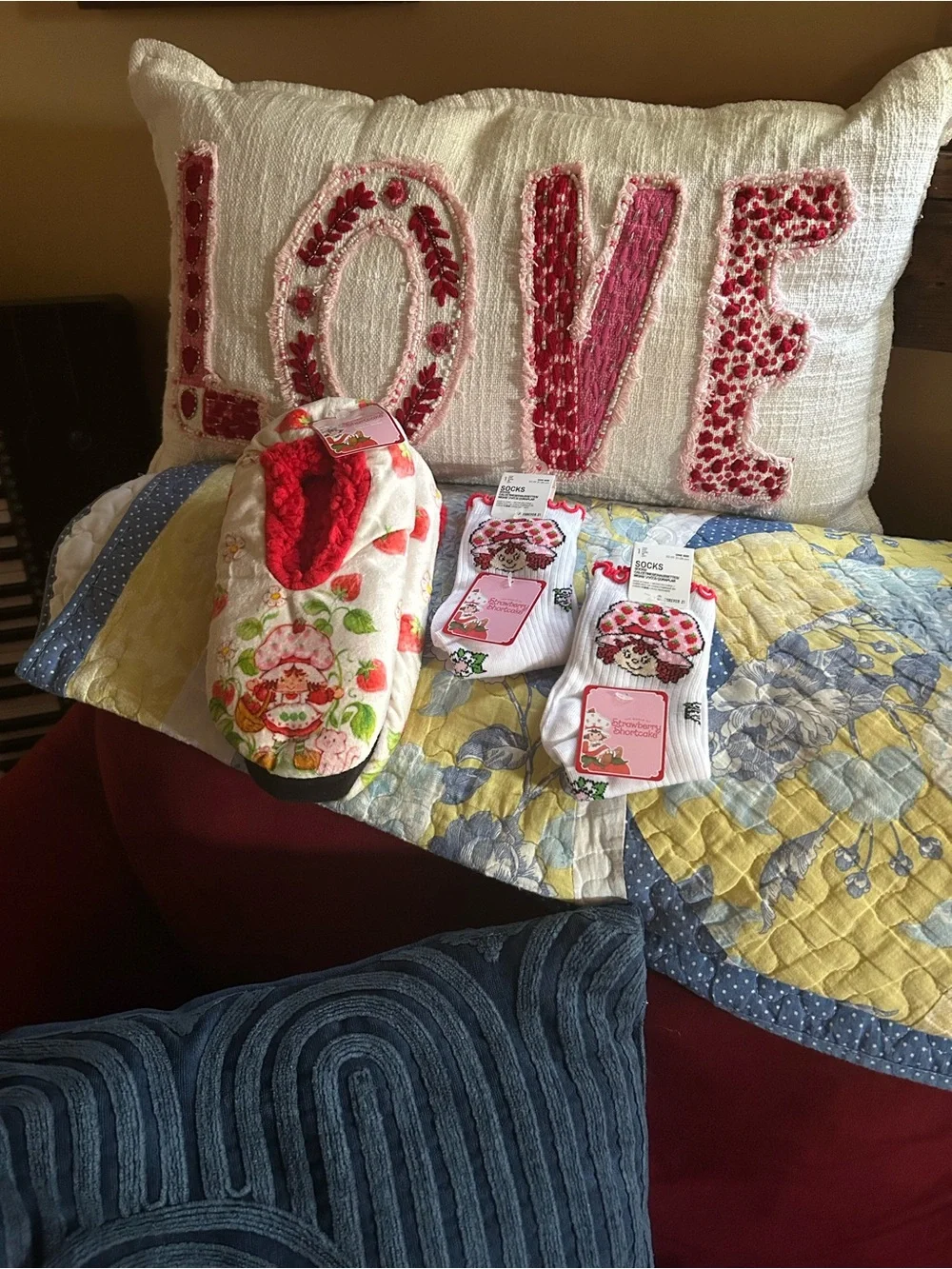 Strawberry Shortcake Red & White Cozy Slippers and Socks Set